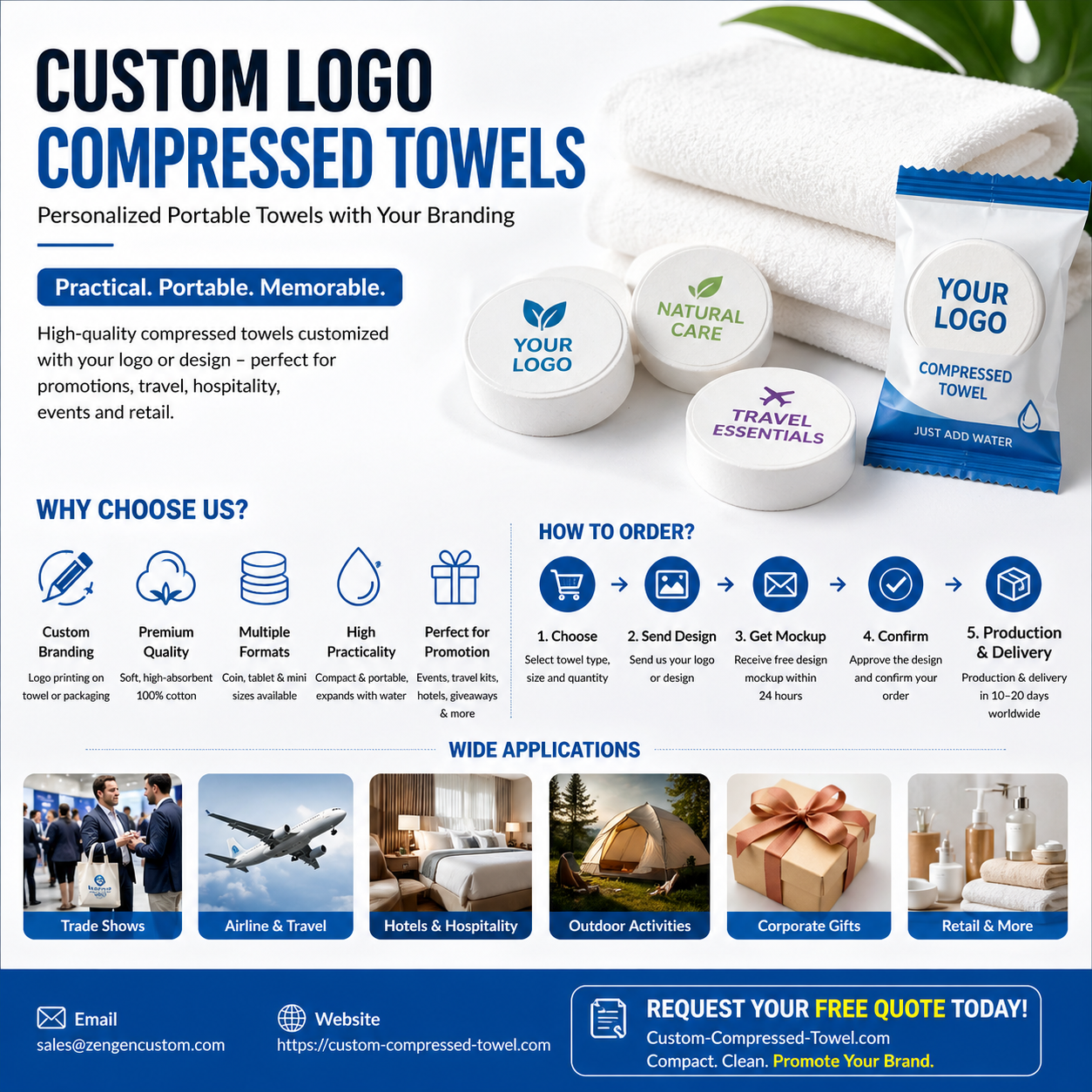 	Compressed Towel Manufacturer | Bulk Custom Cotton Towels - Custom-compressed-towel.com 