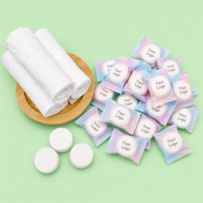 Custom Logo Compressed Towel Tablets | Disposable Trave...